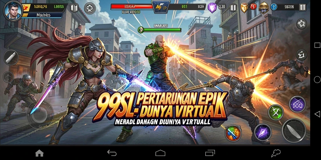 Tampilan gameplay 99SL yang menunjukkan pertarungan seru antara karakter.