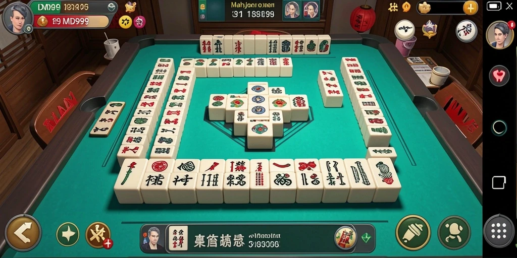 Tangkapan layar gameplay DMD999 yang seru dan penuh tantangan Mahjong.
