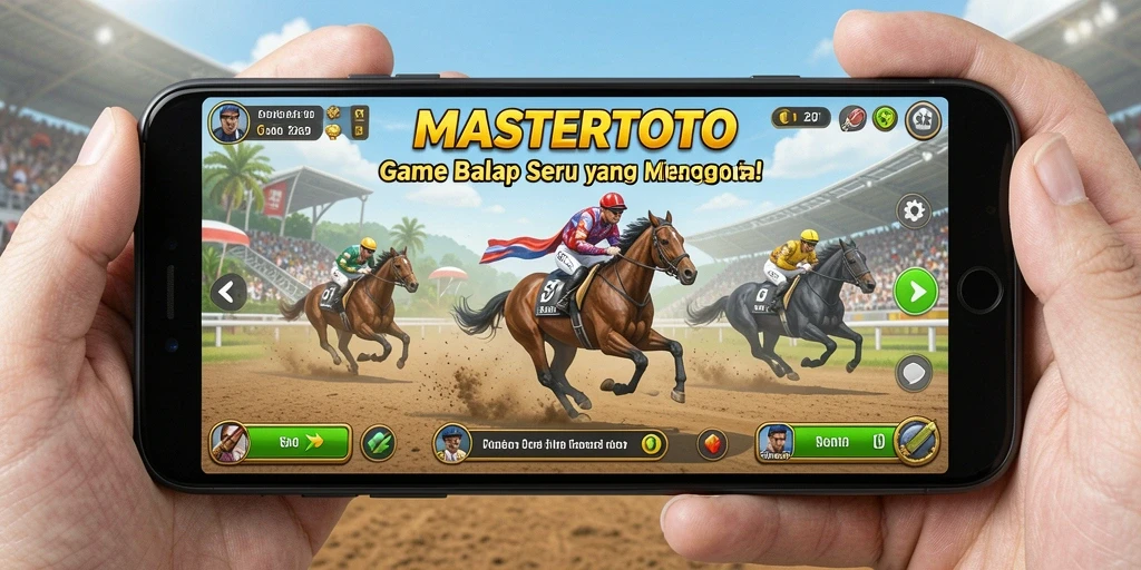 Screenshot gameplay MASTERTOTO menampilkan balapan seru dengan kendaraan kustom.