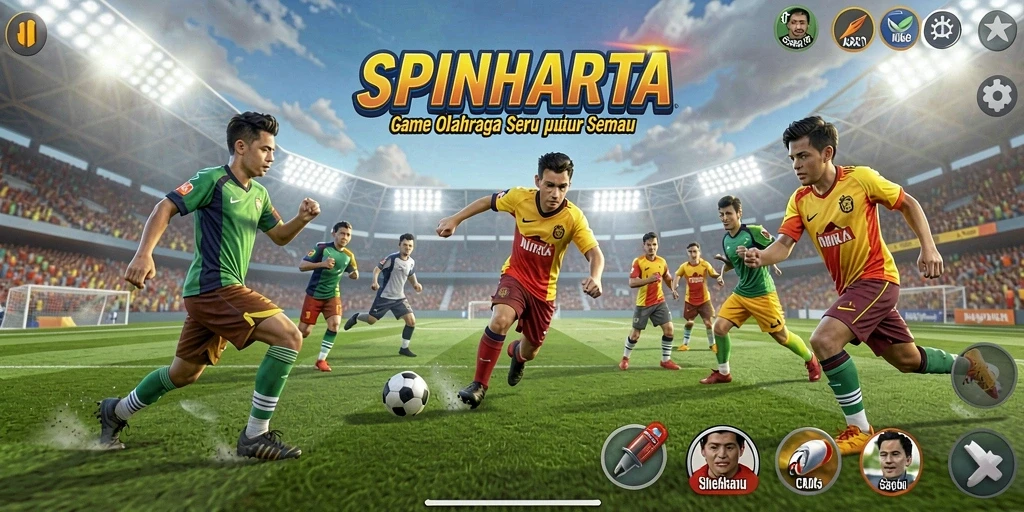 Tampilan gameplay menarik dari SPINHARTA dengan aksi olahraga seru.