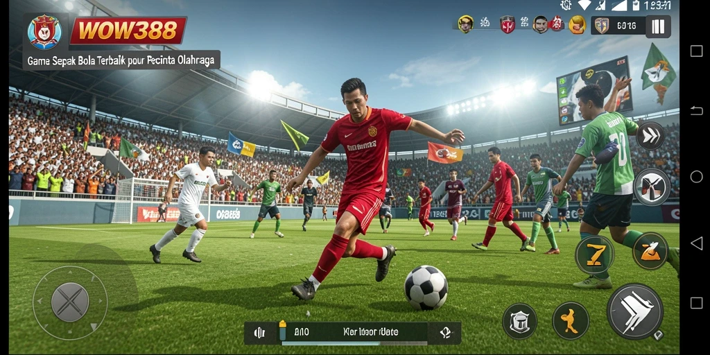 Tampilan gameplay WOW388 yang mendebarkan dan imersif dalam permainan sepak bola.