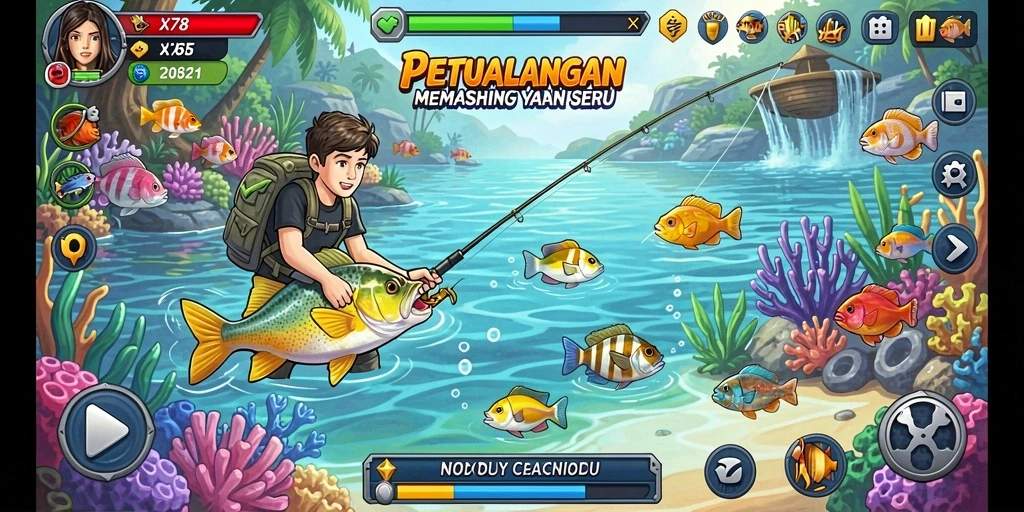 Tampilan gameplay X78 yang menakjubkan saat memancing.